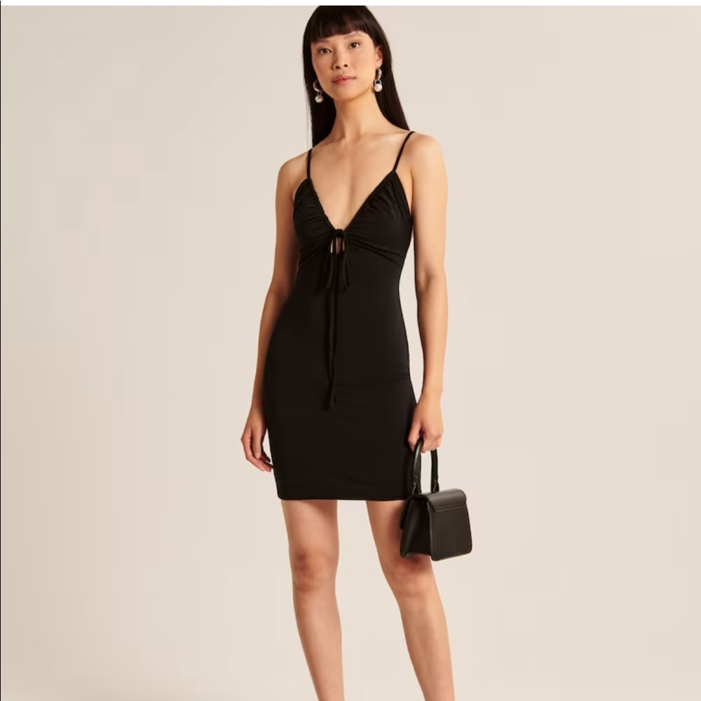 Abercrombie & Fitch Strappy Cutout Knit Mini Dress In Black NWT